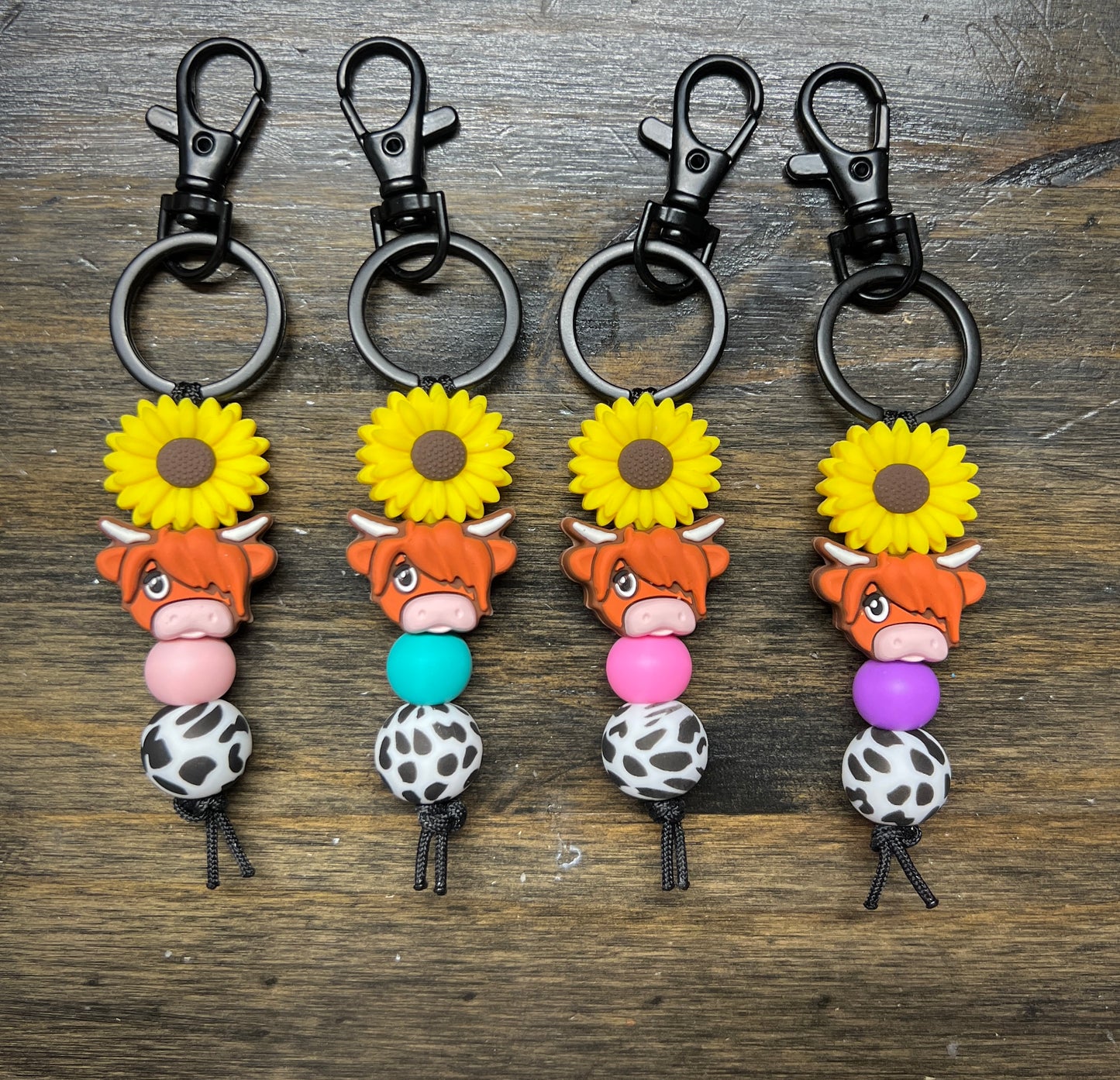 Sunflower Highland Keychain