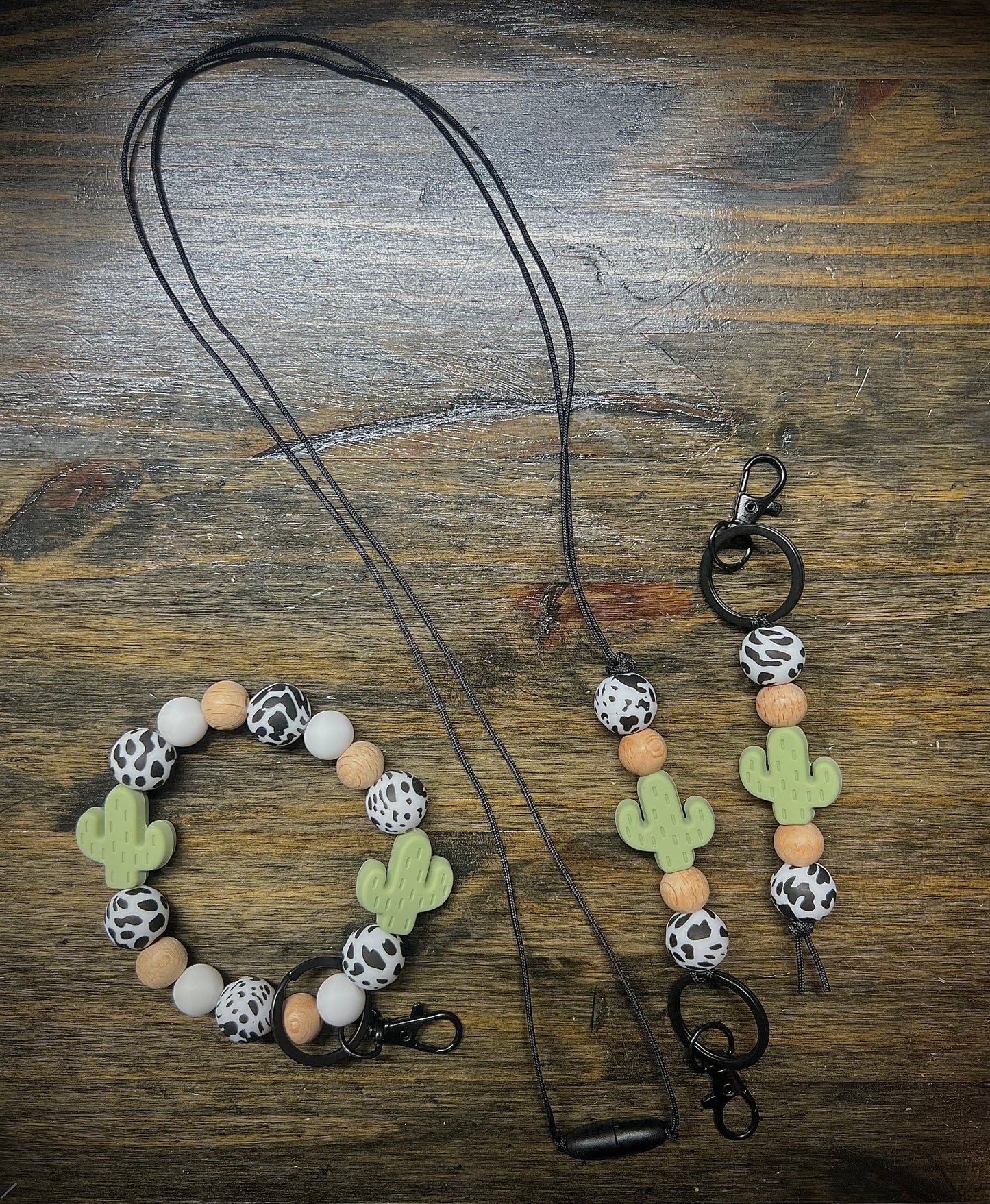 Cactus Lanyard/Keychains Set