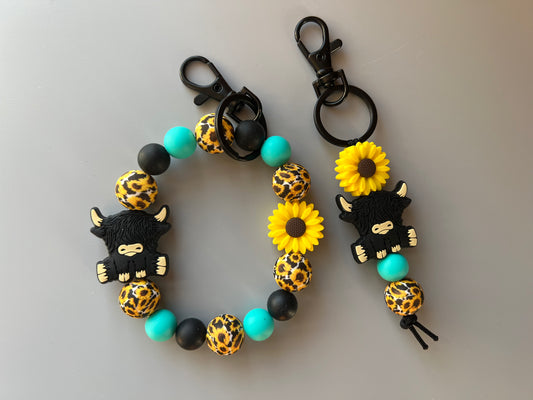 Sunflower Black Highland Keychain Set