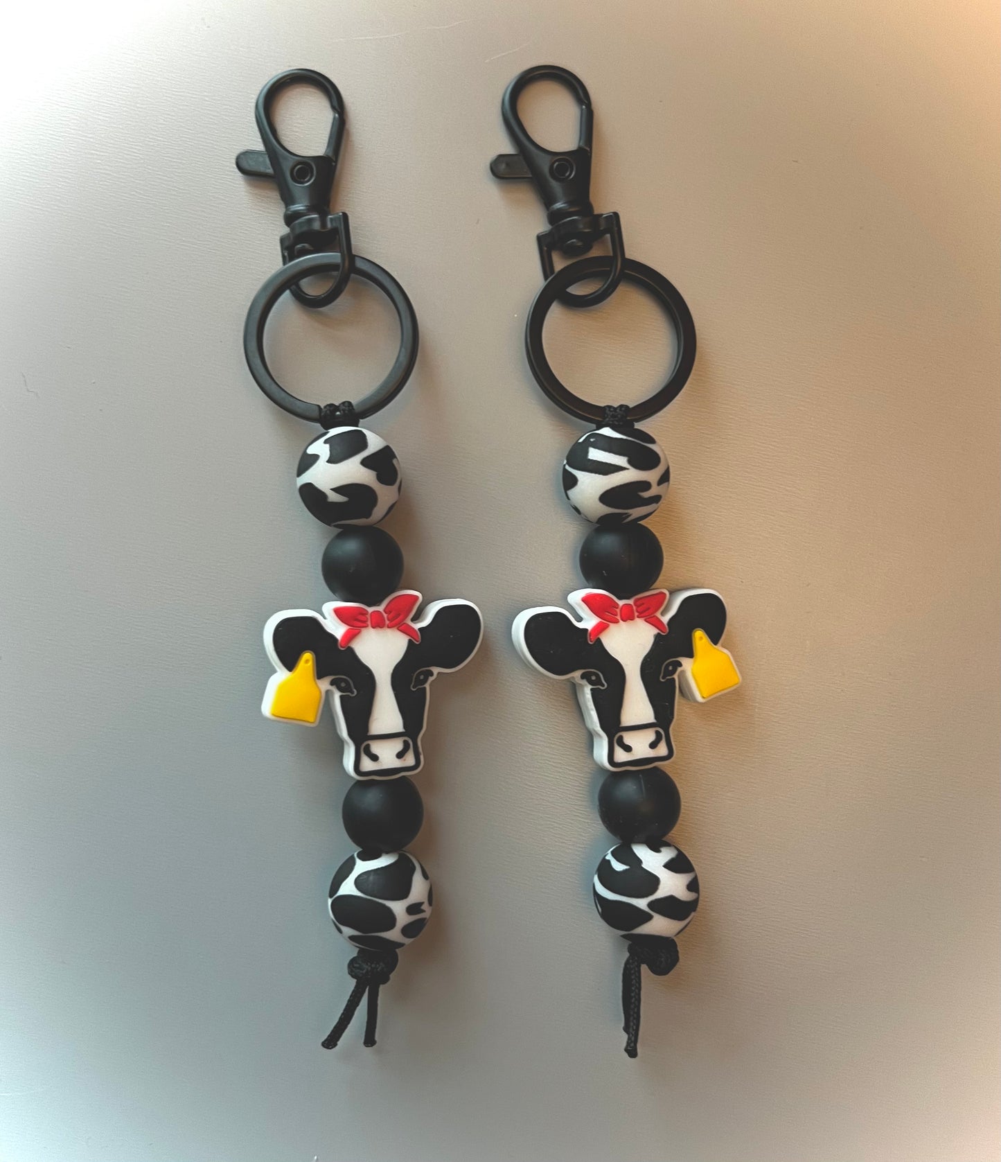 Black Holstein Cow Straight Keychain