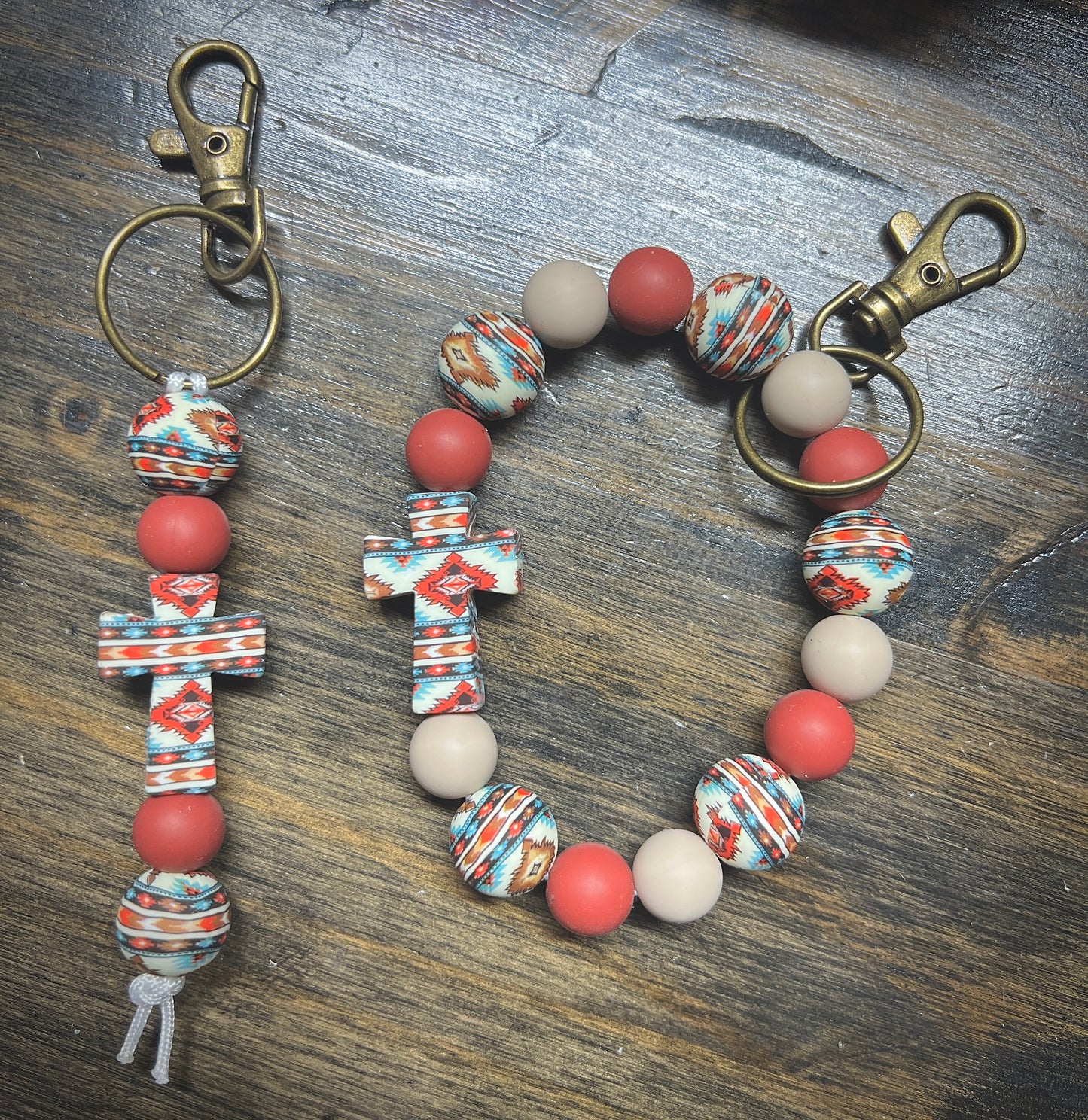 Tribal Aztec Cross Keychain Set