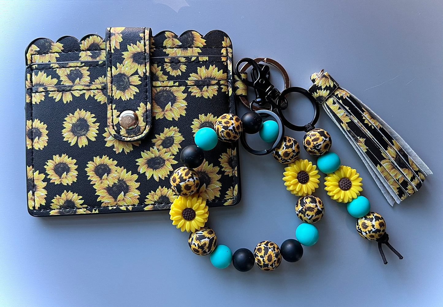 Sunflower Cow Print/ Turquoise Wallet Bundle