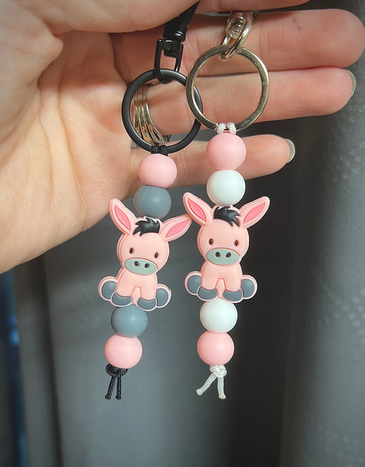 Pink Donkey Keychain