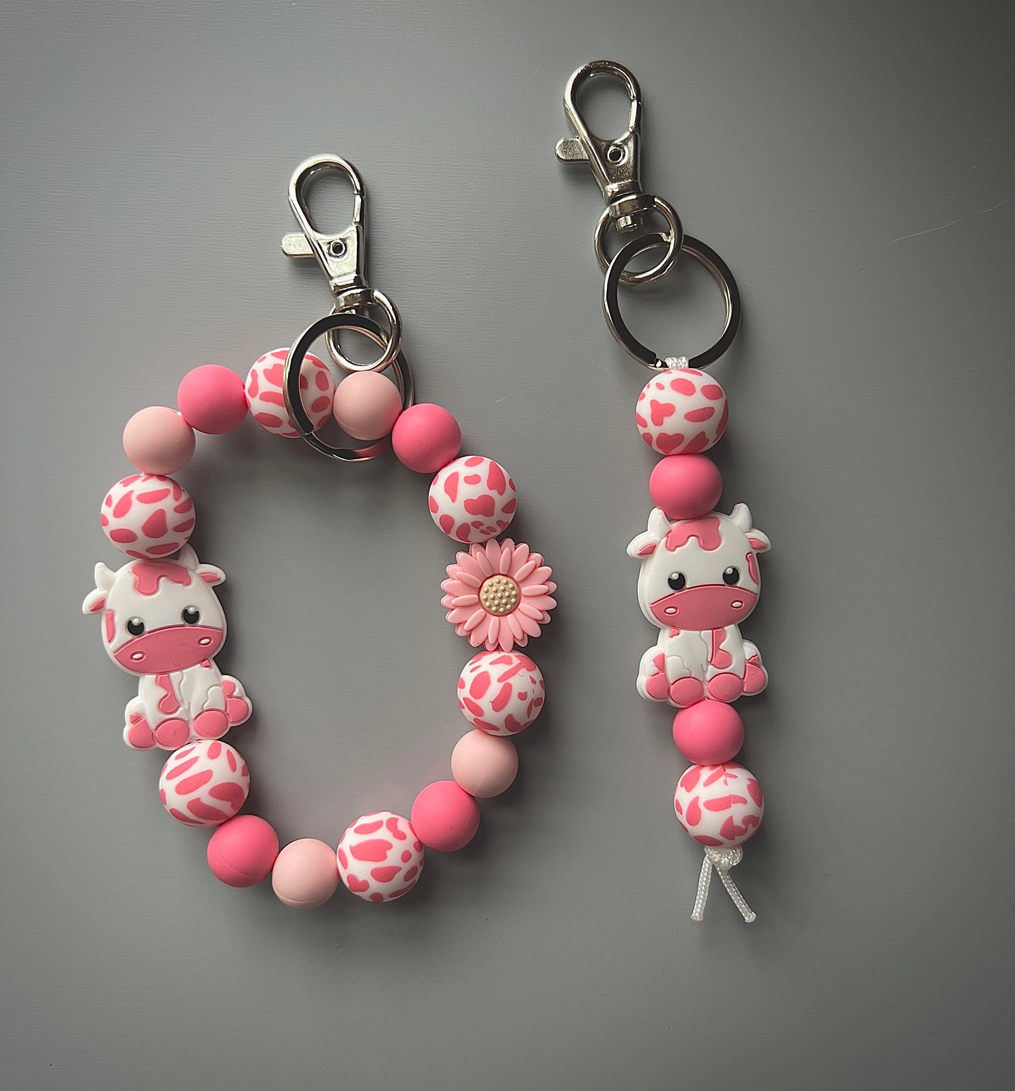 Pink Cow Keychain Set