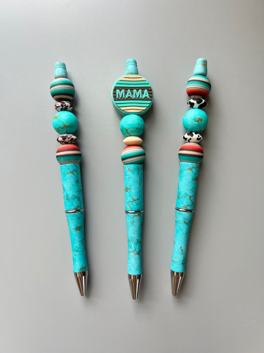 Turquoise Stone Neutral Serape Pens