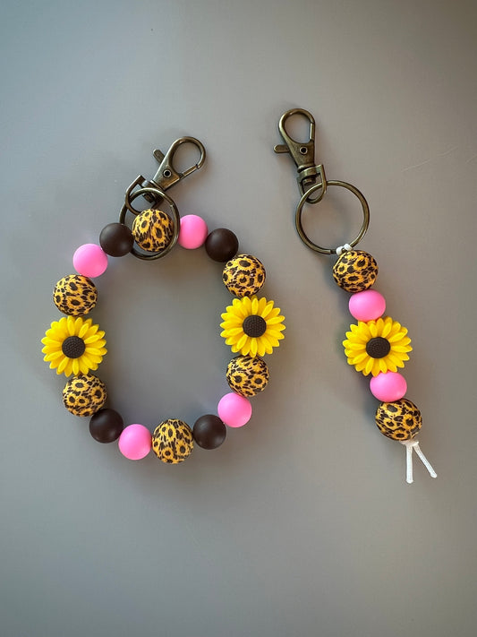 Sunflower/Cheetah Pink Keychain Set