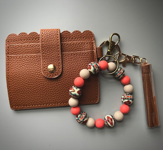 Tribal Aztec Coral Brown Wallet Bundle