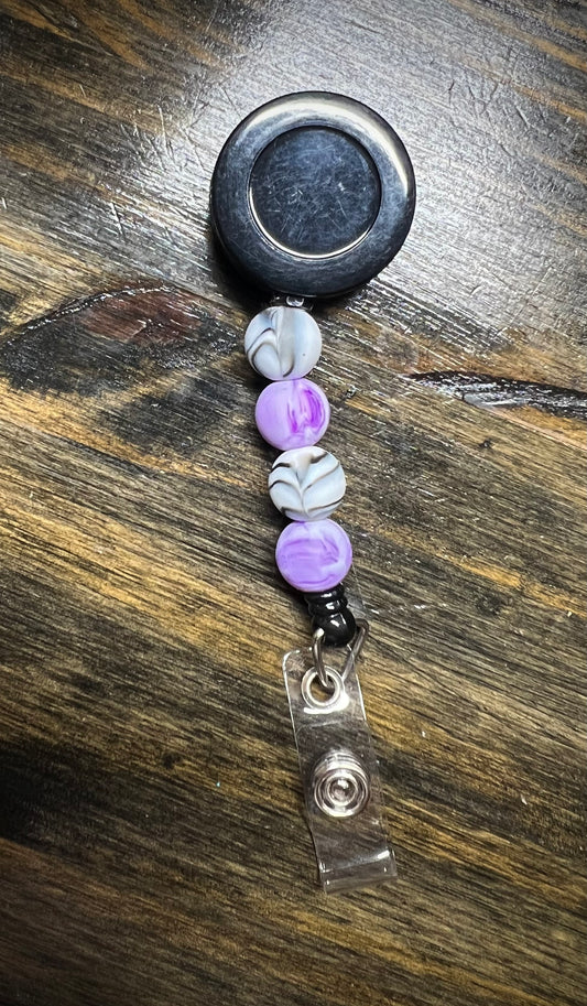 Purple / Black Marble Badge Reel