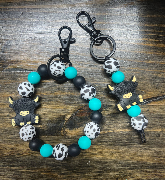 Turquoise Black Highland Keychain Set