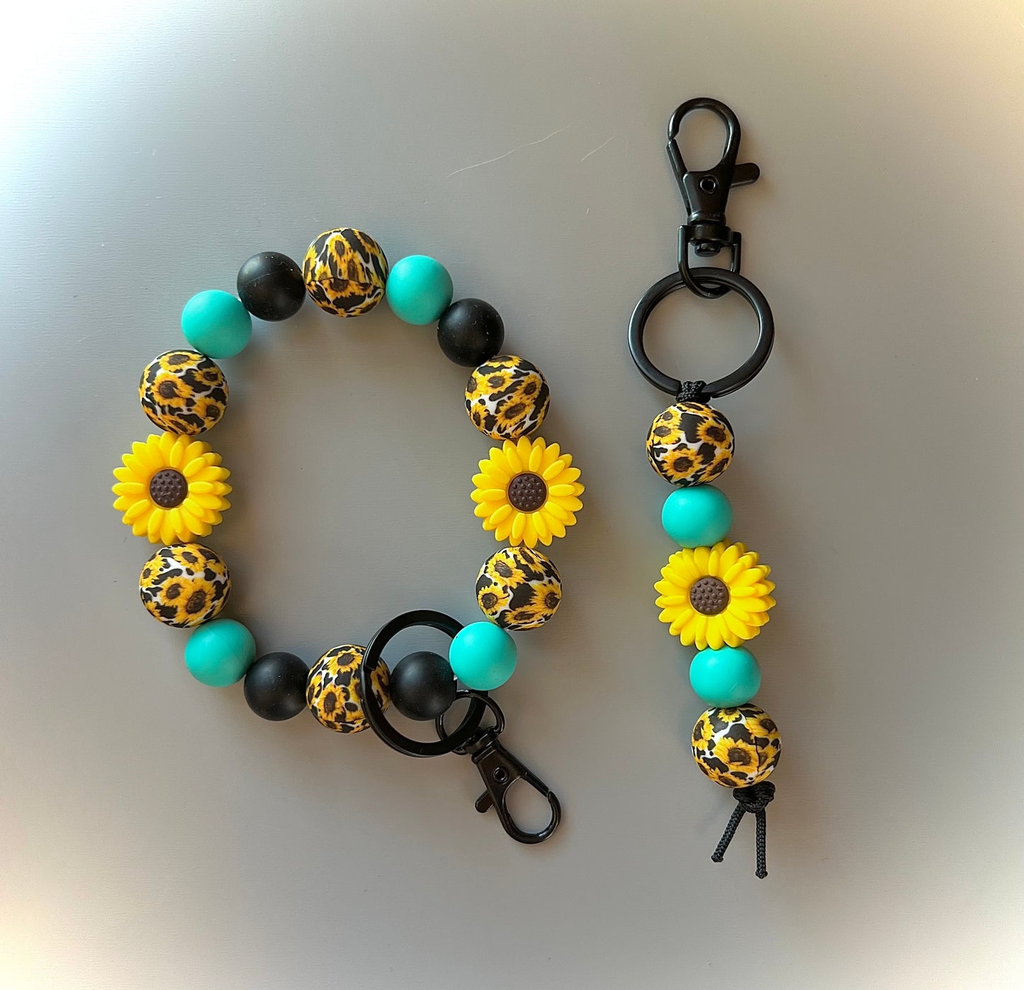 Sunflower Cow Print Keychain Set