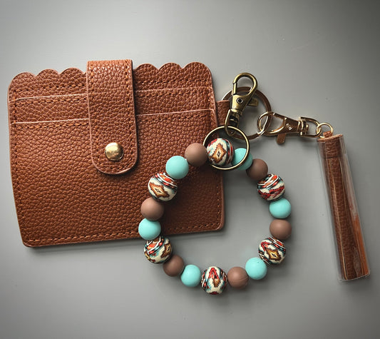 Tribal Aztec Turquoise Brown Wallet Bundle