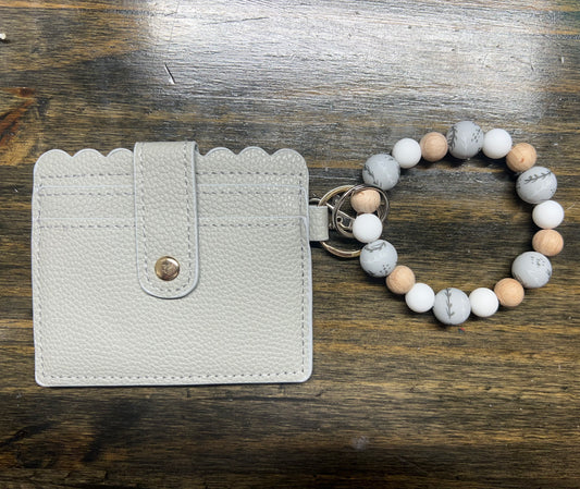 Boho Gray Wristlet And Wallet Set