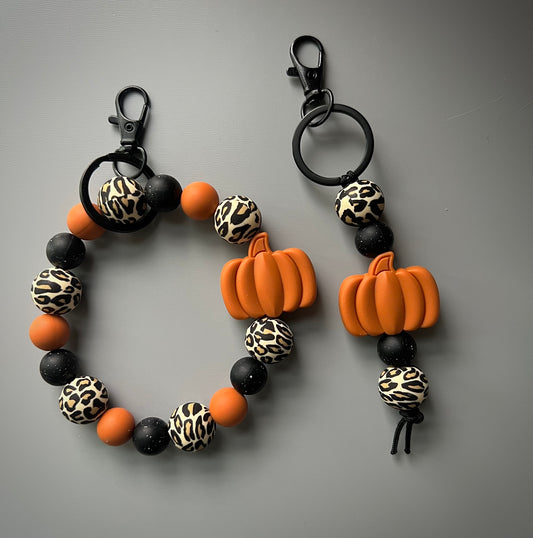 Black Cheetah Pumpkin Keychain Set