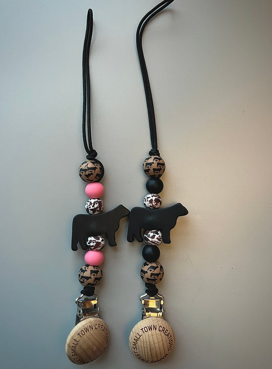 Black Cow Pacifier Holder