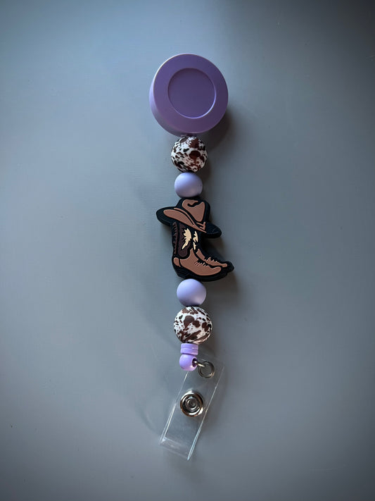Lavender Boots Badge Reel