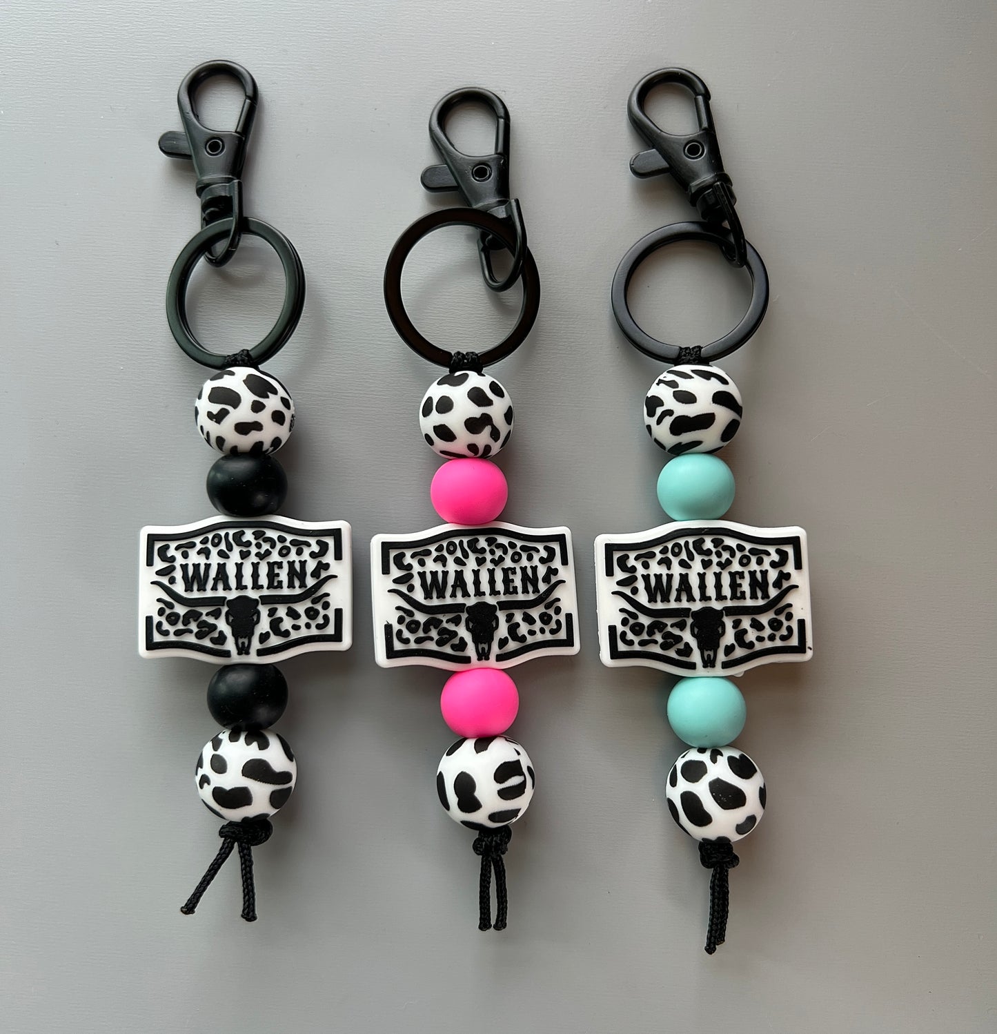 Black Cow Print Wallen Keychain