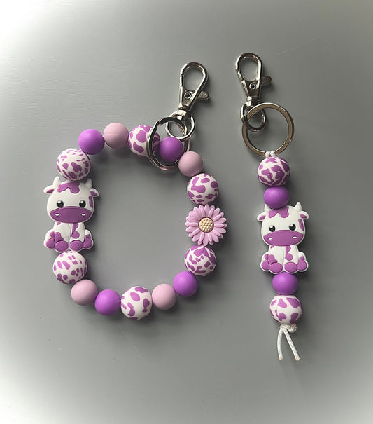 Purple Cow Keychain Set