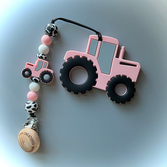 Pink Tractor Teether