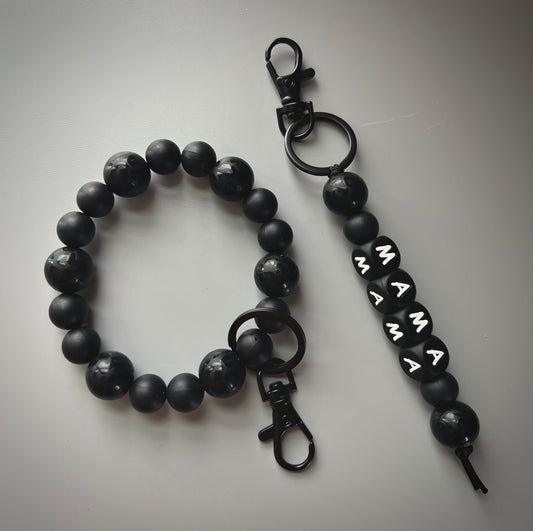 Matte Black Leopard Keychain Set