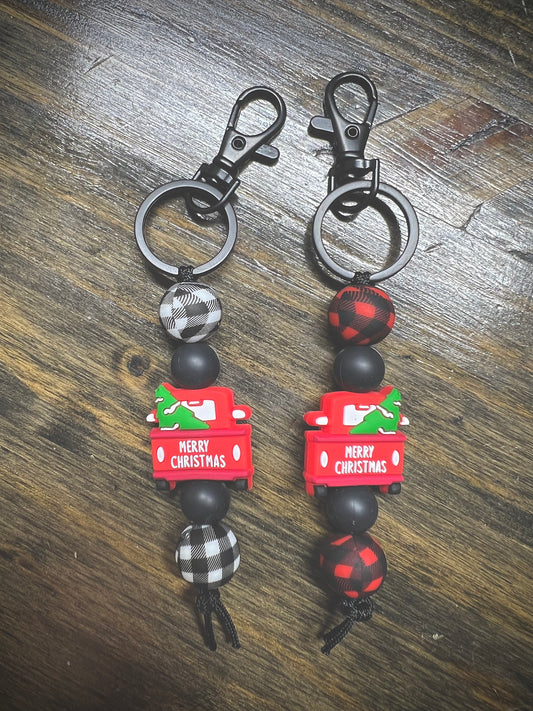 Red Christmas Truck Keychain