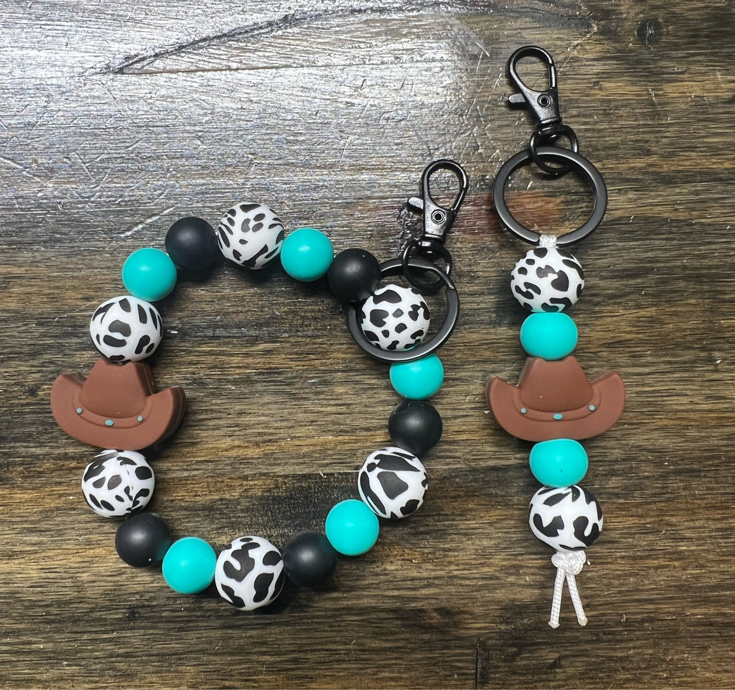 Brown Cowboy Hat Keychain Set