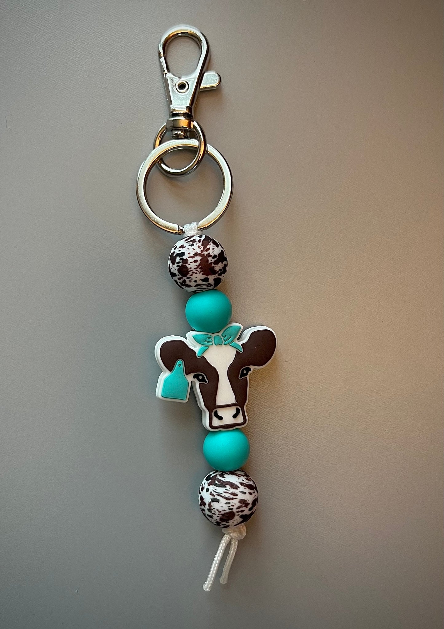 Brown Cow Turquoise Straight Keychain