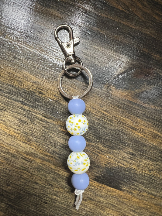 Blue/Yellow Floral Keychain Dangle