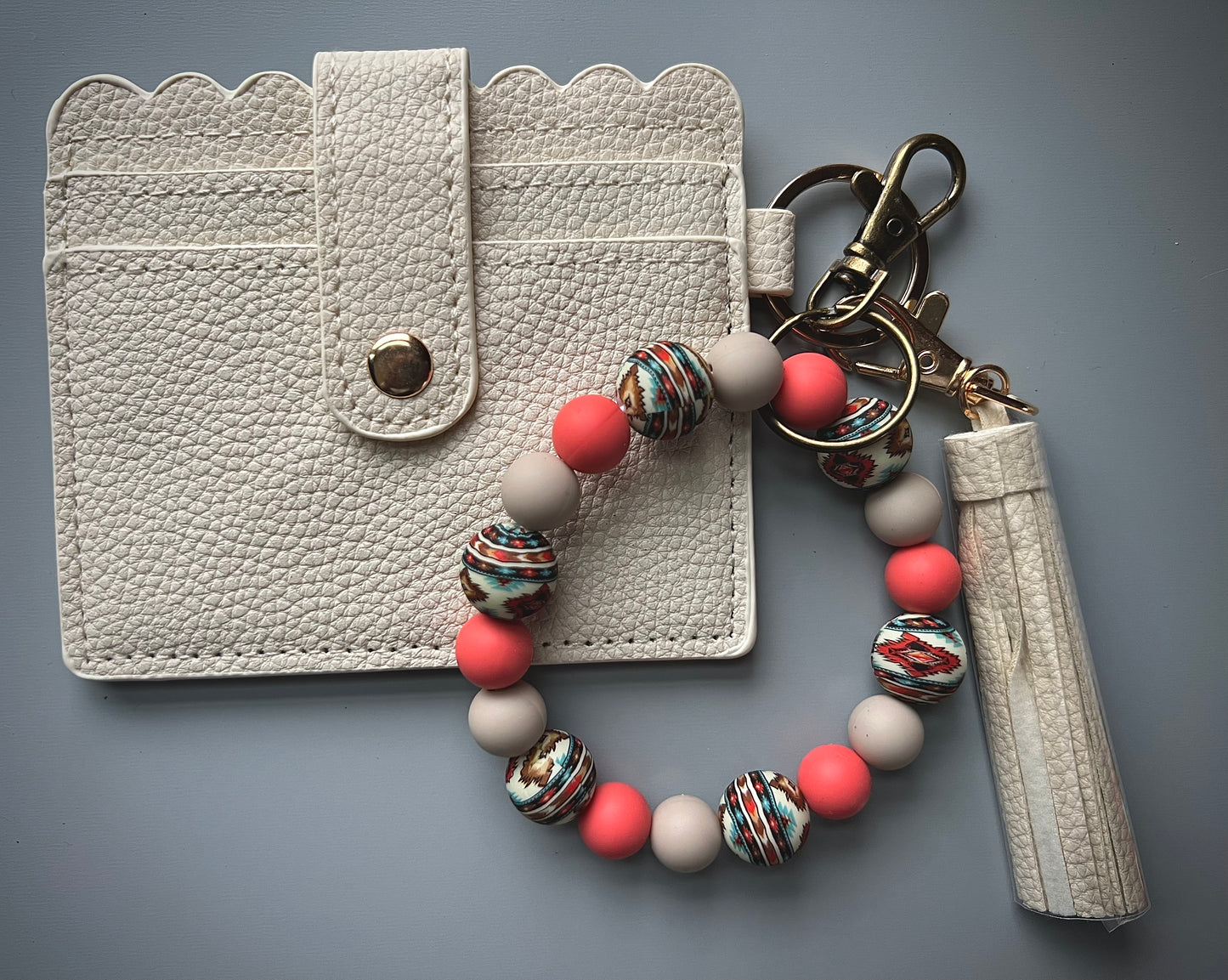 Tribal Aztec Coral Cream Wallet Bundle