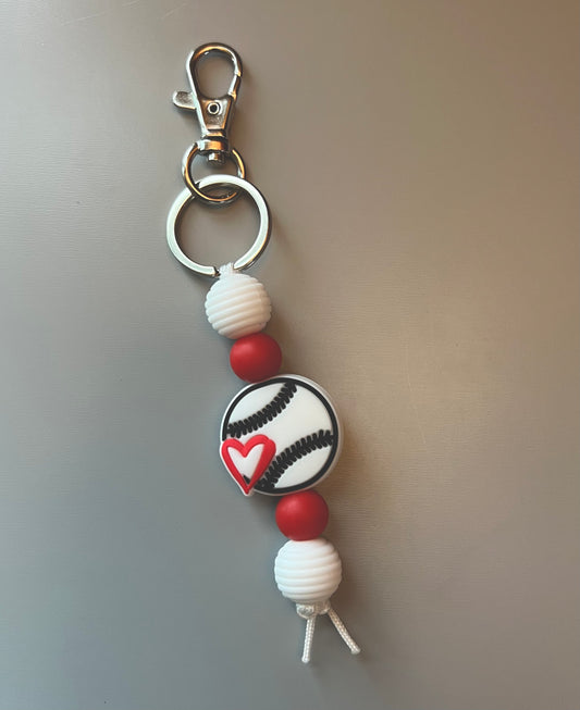 Baseball Heart Straight Keychain