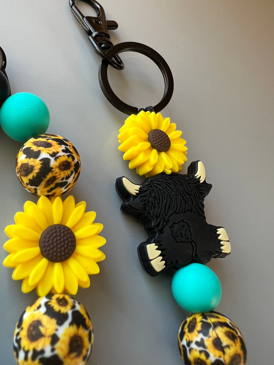 Sunflower Black Highland Keychain Set