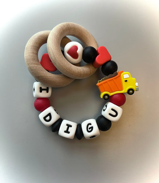 I Dig You Dump Truck Teether Rattle