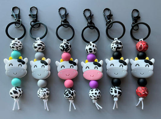 Black and White Cow Keychain