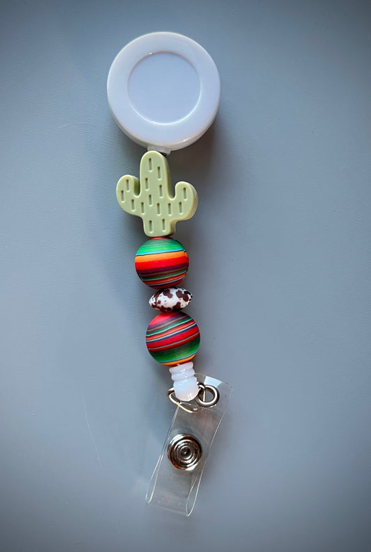 Serape Cactus Badge Reel