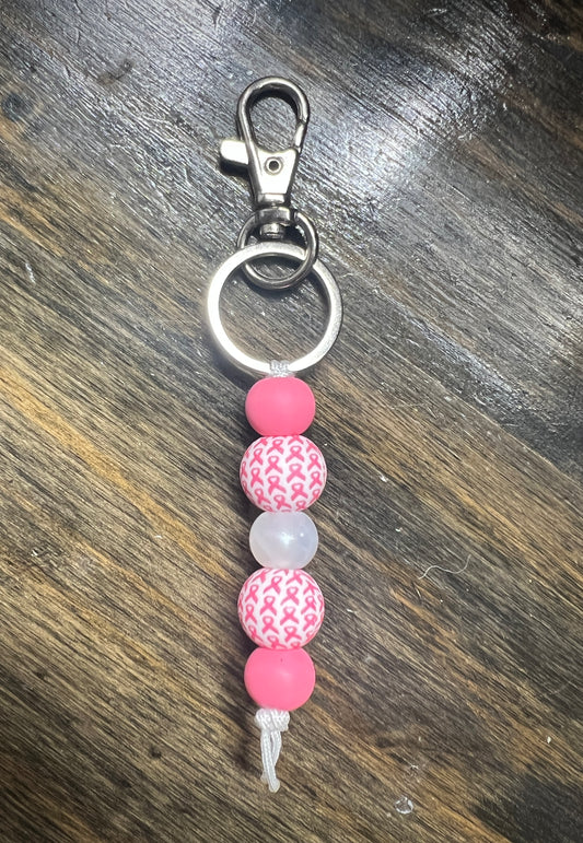 Pink Ribbon Breast Cancer Keychain Dangle