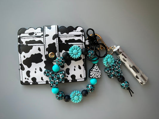 Turquoise Western Cow Wallet Bundle