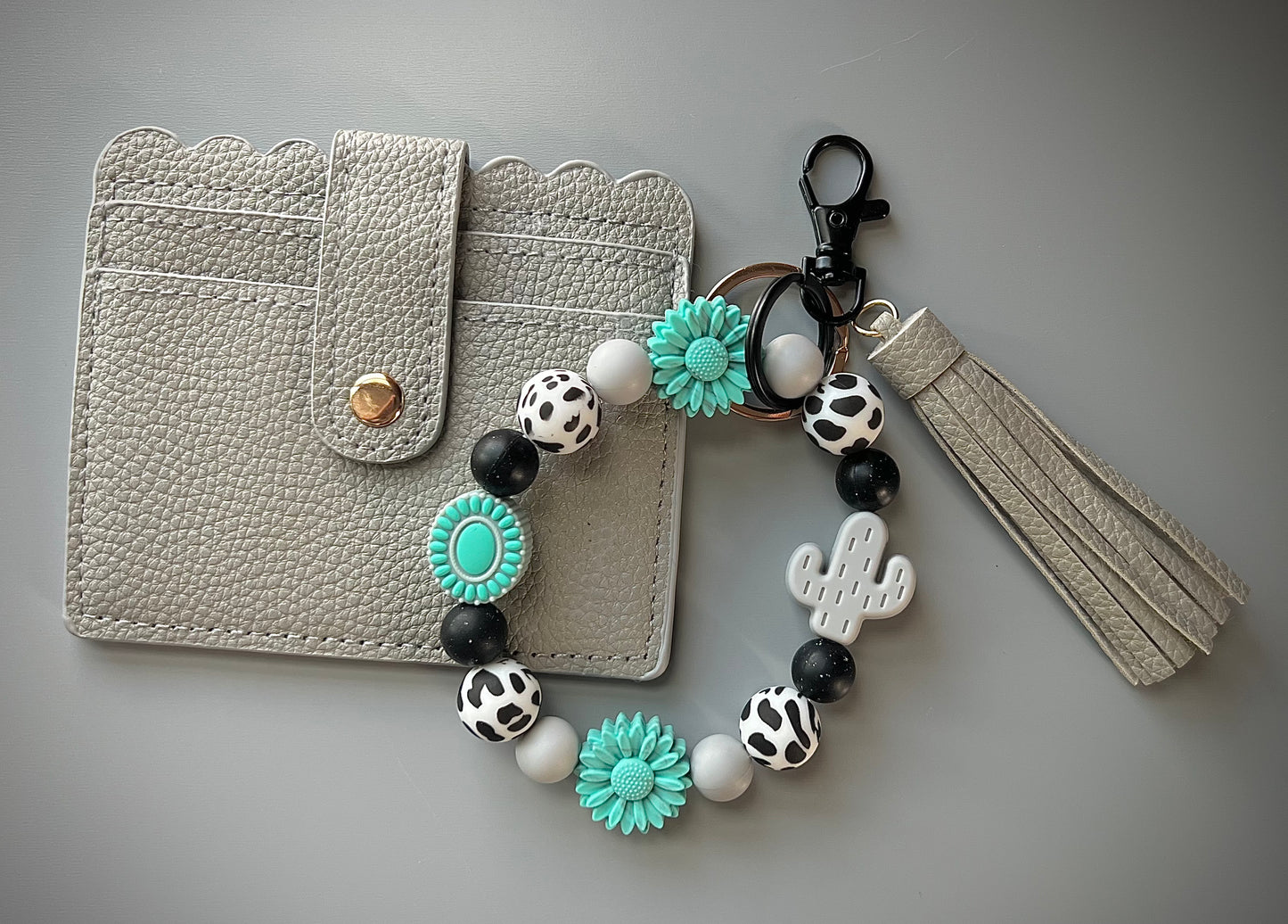 Gray Cactus Turquoise Concho Wallet Bundle