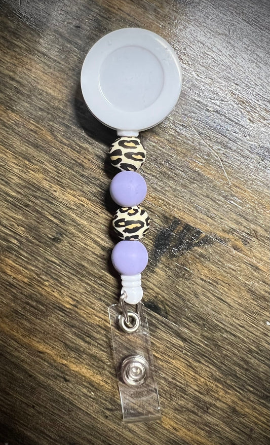 Lavender Cheetah Badge Reel